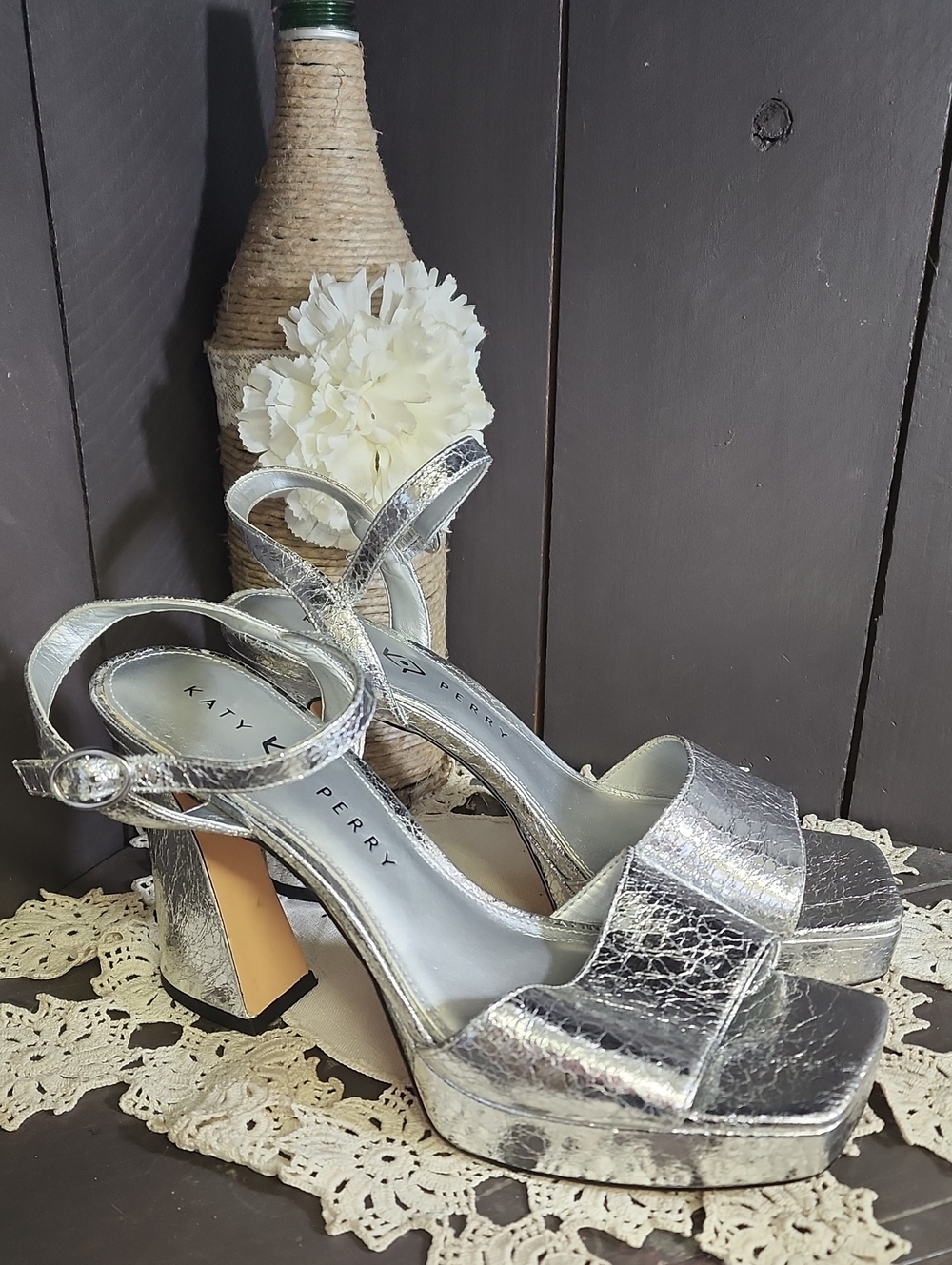 Katy Perry Collections Metallic Silver Platform Sandals